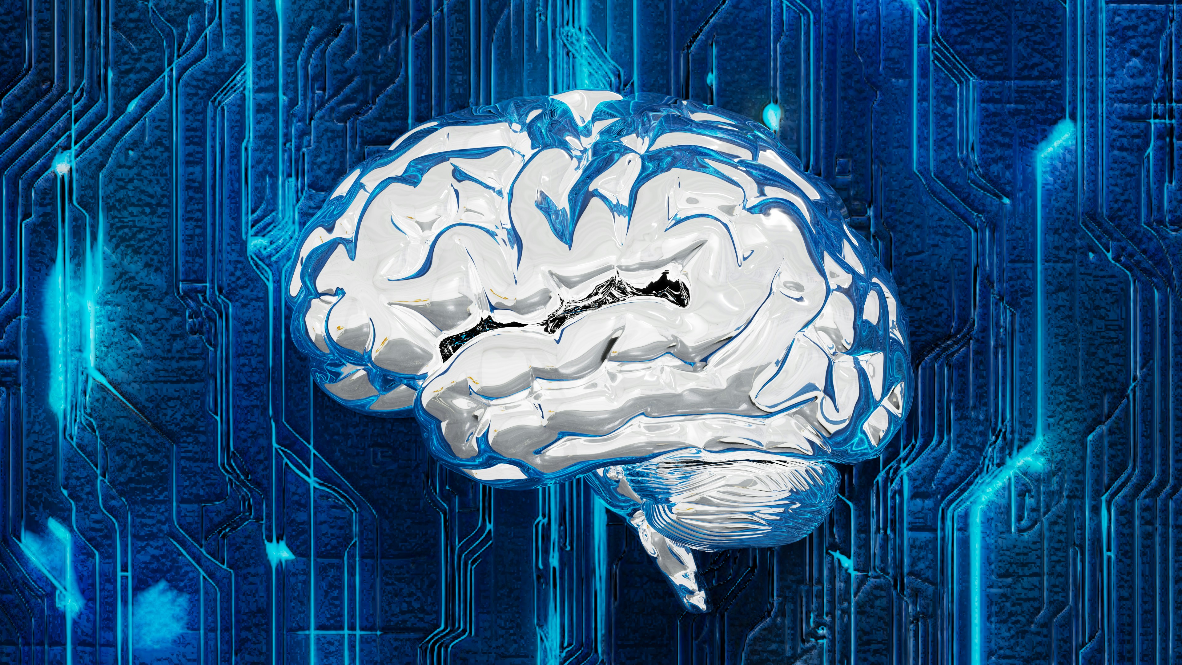 Digital illustration of a metallic brain on a circuit board, representing the fusion of AI reasoning and computational efficiency