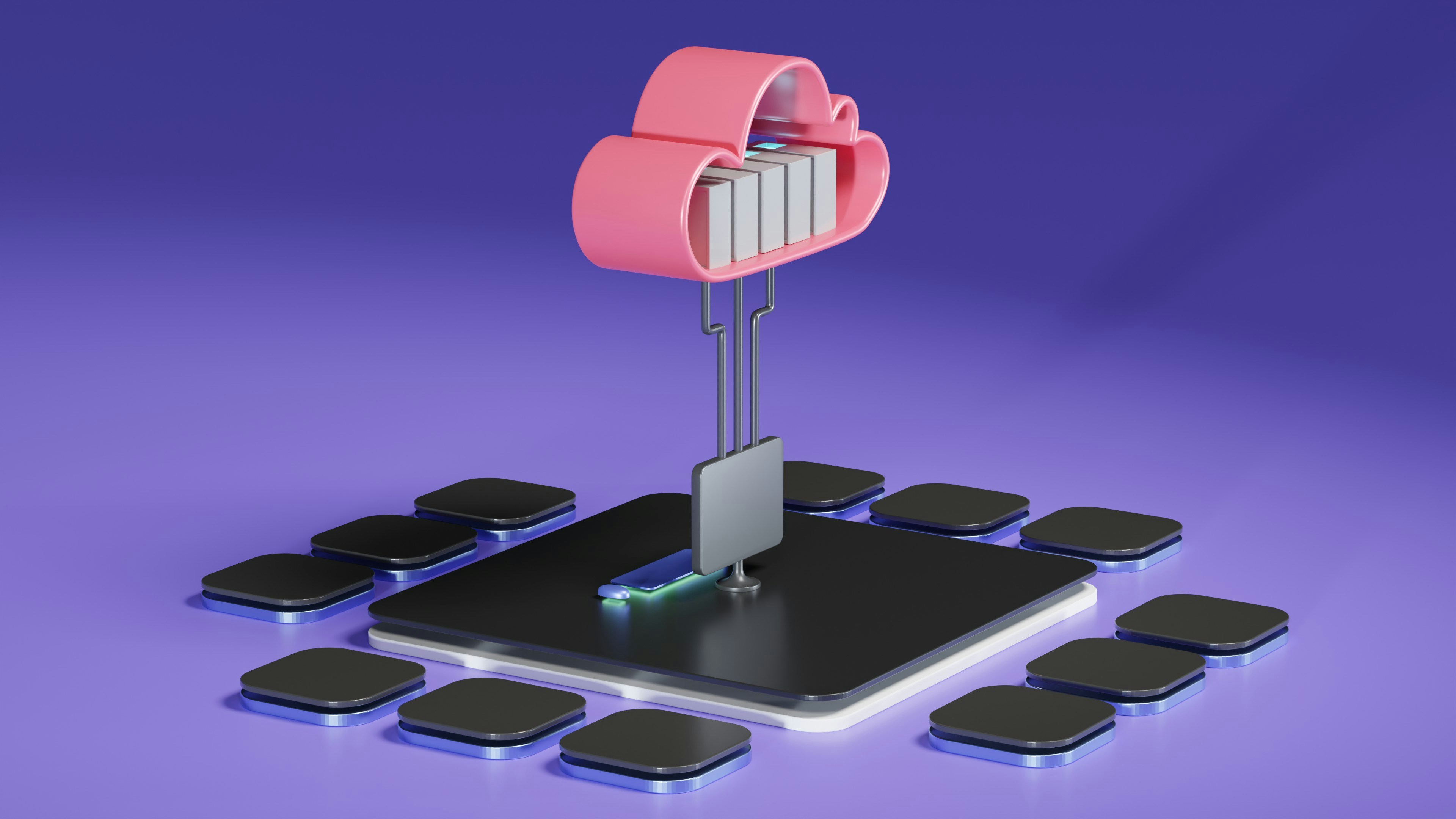 Cloud infrastructure architecture diagram showing interconnected services and deployment layers