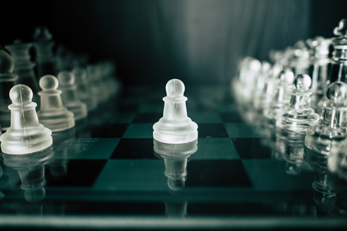 Chess pieces on a board, symbolizing the strategic thinking required when a new CTO maps out their first moves